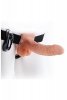 FETISH FANTASY SERIES 7 INCH VIBRATING HOLLOW STRAP-ON WITH BALLS LIGHT